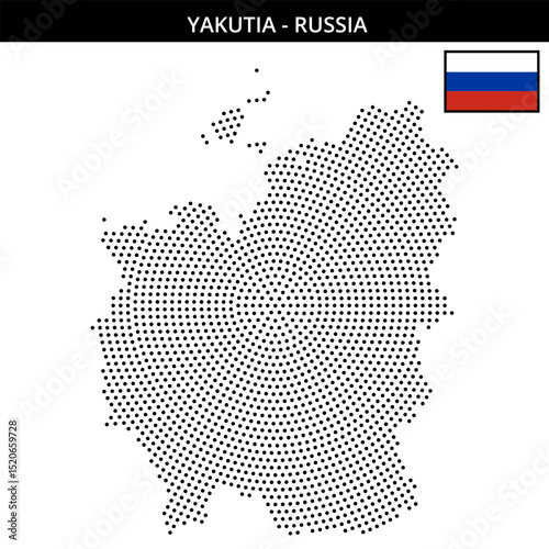 Medium circular dotted map of Yakutia in Russia