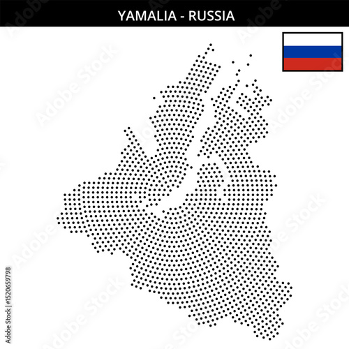 Medium circular dotted map of Yamalia in Russia