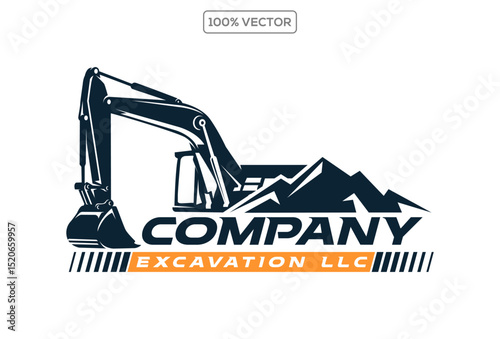 Excavator logo template vector. Heavy equipment logo vector for construction company. Creative excavator illustration f