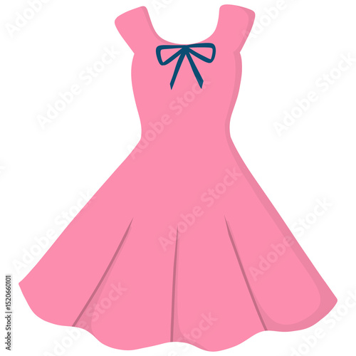Pink dress cartoon illustration 
