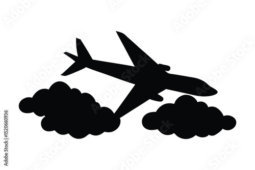 Airplane flying above clouds 