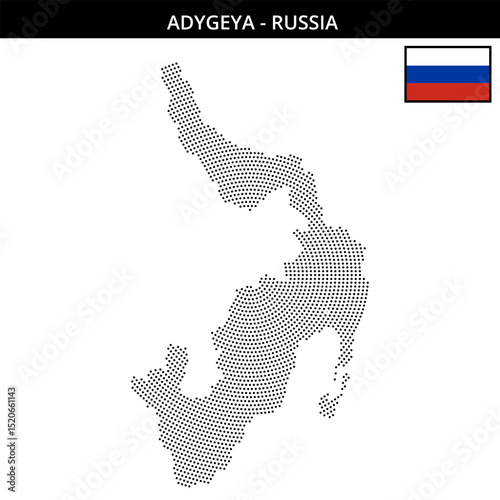 Small circular dotted map of Adygeya in Russia