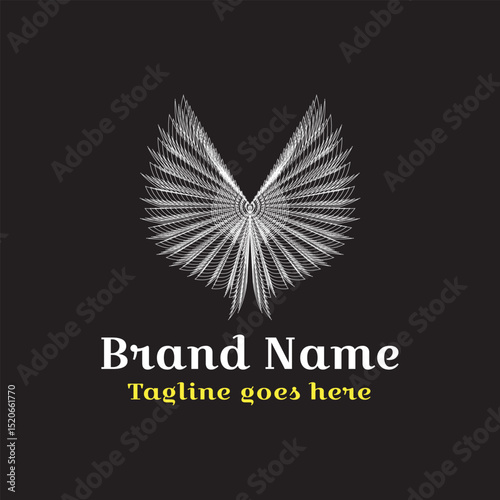 Abstract bird logo vector design featuring a winged heart symbol, perfect for business or company illustration