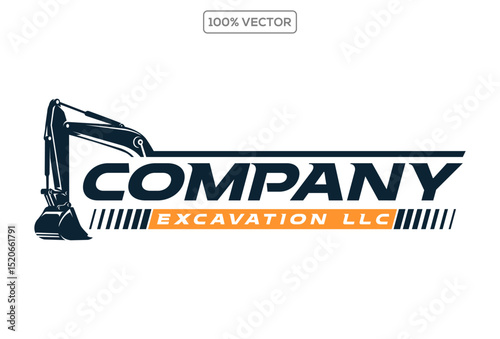 Excavator garage logo design vector stock illustration