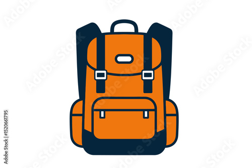 Orange Backpack for Hiking or Travel, Minimalist Design