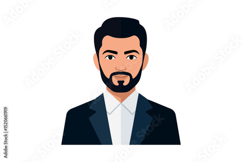 Man Wearing Suit Illustration Isolated on White Background