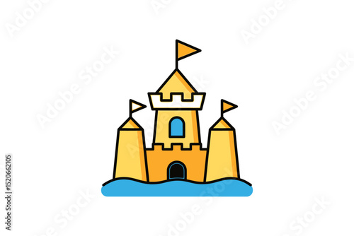 Sandcastle Icon Graphic on White Background