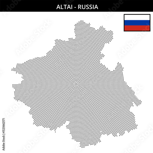 Small circular dotted map of Altai in Russia