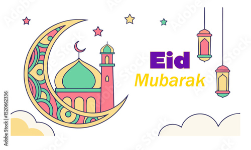 Elegant Mosque Vector Illustration – Islamic Architecture in Minimalist Style.