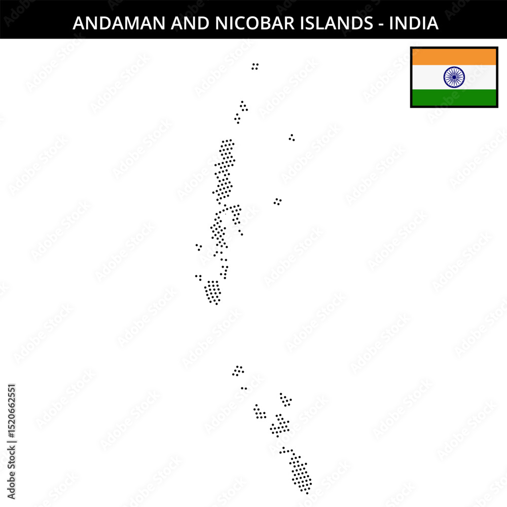 Obraz premium Small circular dotted map of andaman-and-nicobar-islands in India