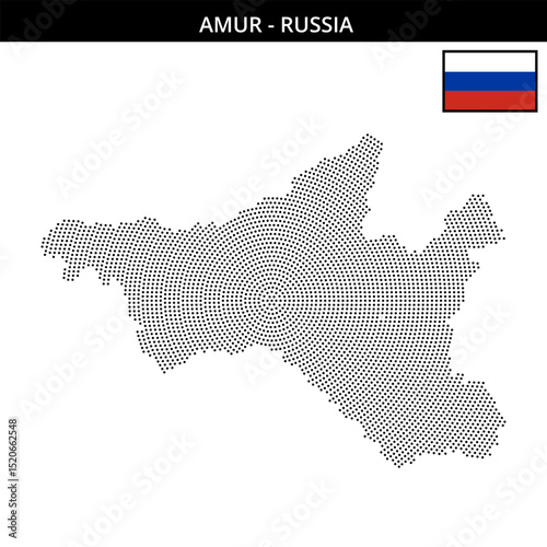Small circular dotted map of amur in Russia