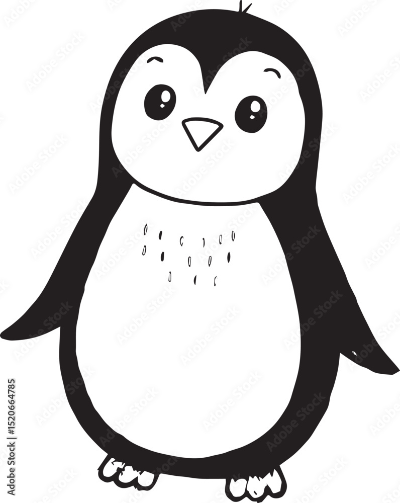 Fototapeta premium Penguin vector black and white Illustration Artwork