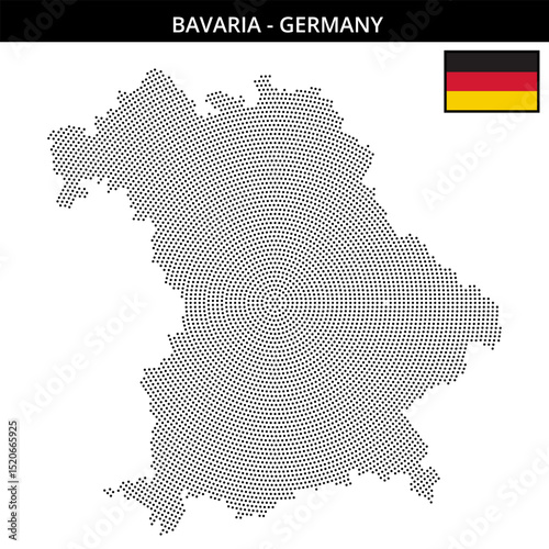 Small circular dotted map of bavaria in Germany