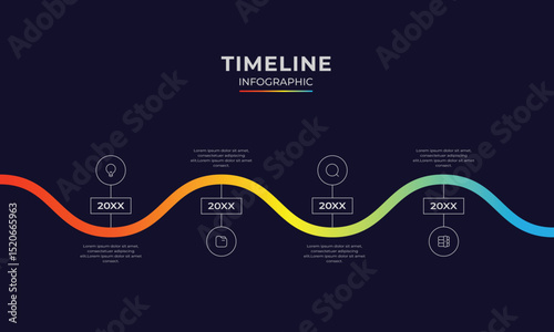 Milestone Roadmap Infographic with Numbered Steps and Finish Line