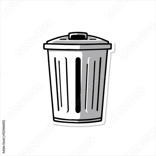 Simple Garbage Bin Illustration for Sticker, Rubbish Bin Icon