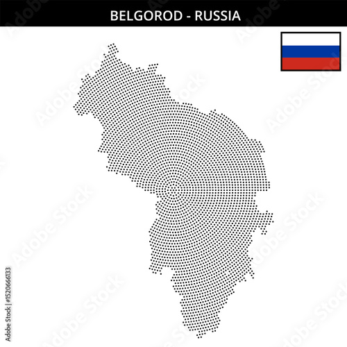 Small circular dotted map of belgorod in Russia