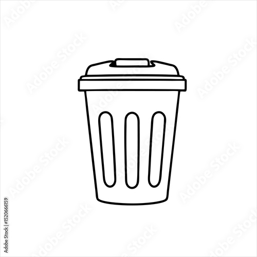 Simple Garbage Bin Illustration for Sticker