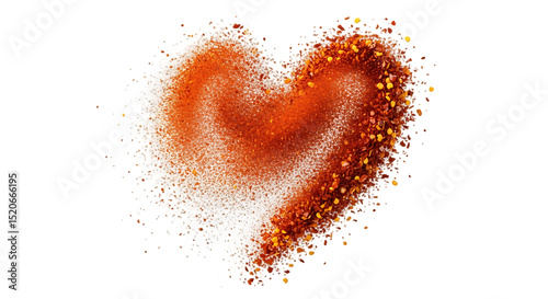 Heart Shape Made of Red Pepper Flakes Isolated on Black Background for Valentine s Day or Spicy Food Concepts