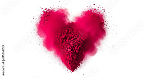 Heart Shaped Explosion of Pink Powder on a Black Background for Valentine s Day and Love Concepts