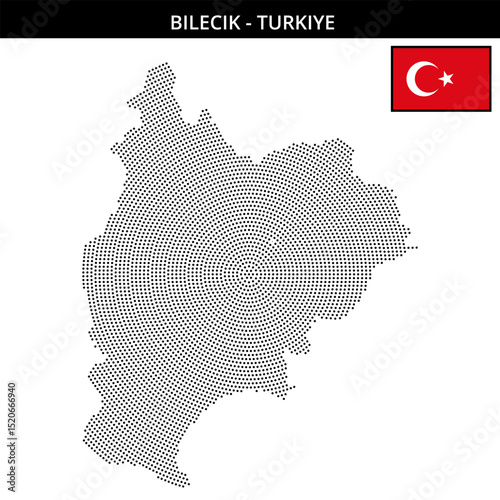 Small circular dotted map of bilecik in Turkiye