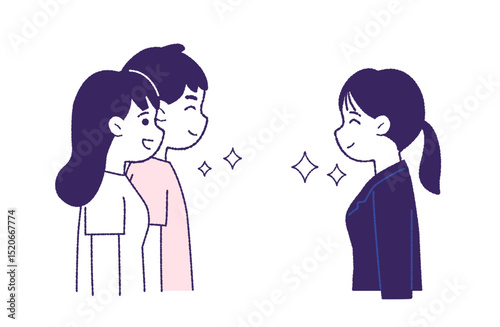 プレゼンを聞く若い男女のペア