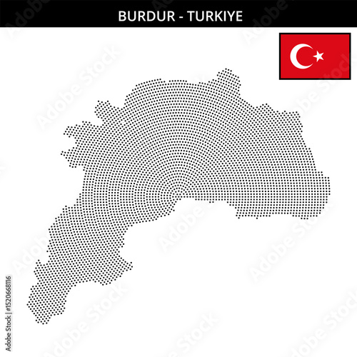 Small circular dotted map of burdur in Turkiye