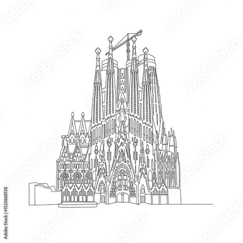 sagrada familia one line drawing