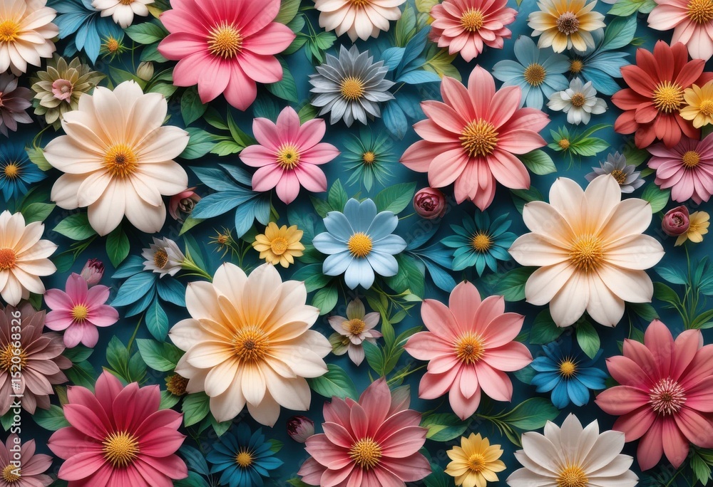 Fototapeta premium Beautiful 3d floral pattern background