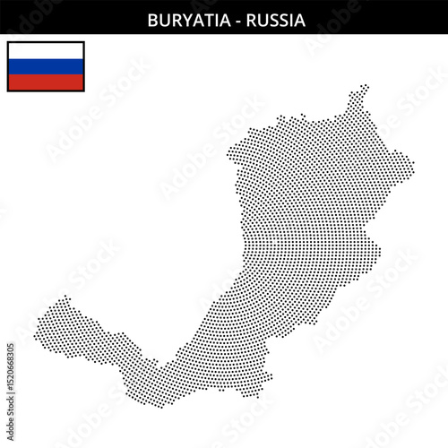 Small circular dotted map of Buryatia in Russia