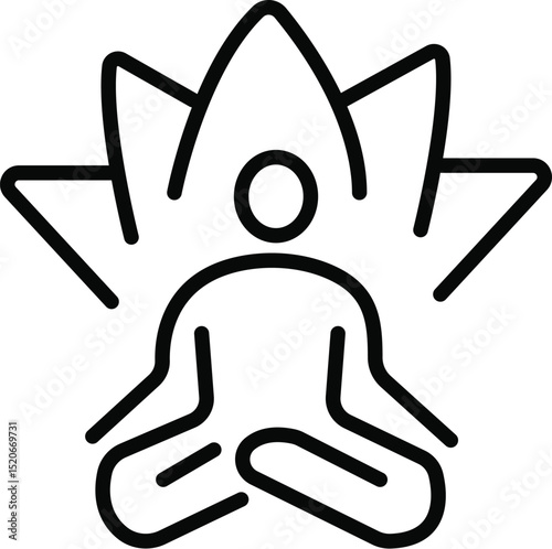 Meditation yoga lotus position mindfulness zen spiritual wellness relaxation health mental peace calm icon
