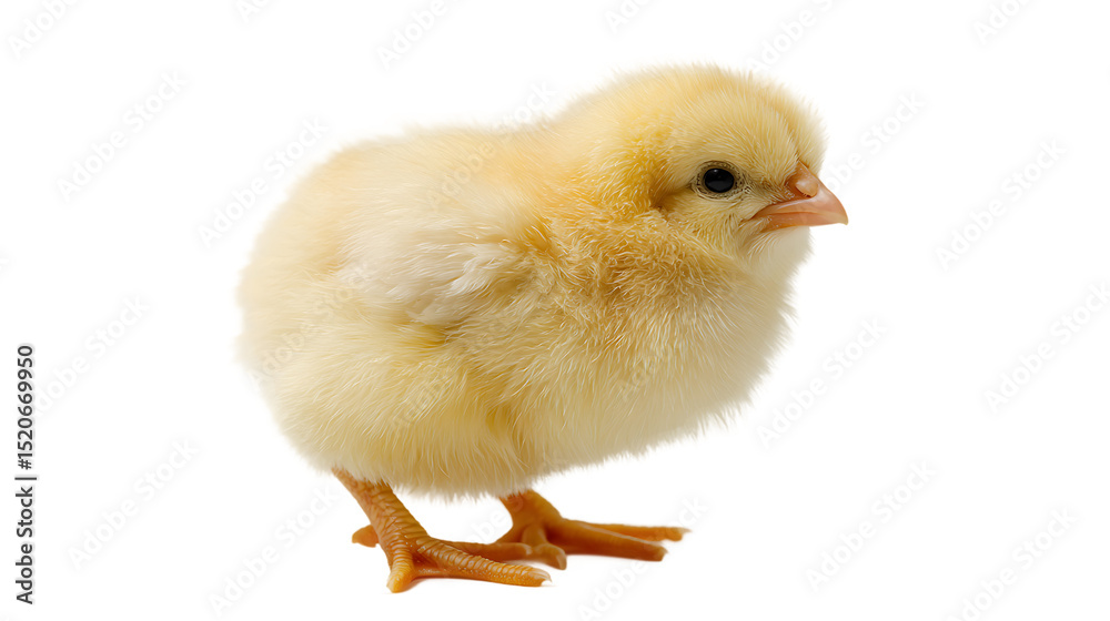 Obraz premium Cute Small Chick Standing on White Background Easter Decoration Farm Animal Baby