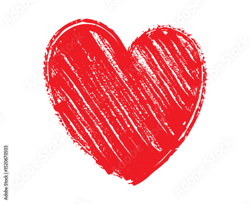 Red Heart shapes on white background. Hand drawn Heart doodle sketch, Scribble romance and love symbol, elements decorative vector illustration