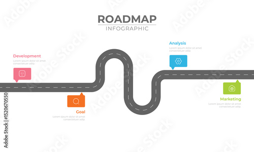 Business roadmap timeline infographic concept. with icons and 6 options, Corporate milestones graphic elements. workflow layout, diagram, report, web design. Creative, vector