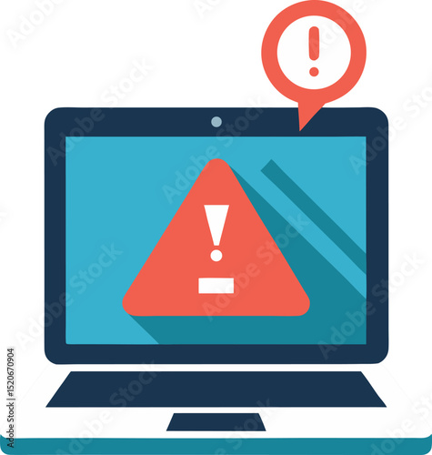 Laptop Showing Warning Symbol While a Fake Phone Fraud