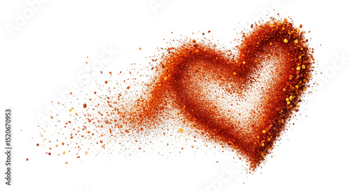 Heart Shape Made of Red Pepper Flakes on Black Background Spicy Love Concept Food Photography Culinary Art