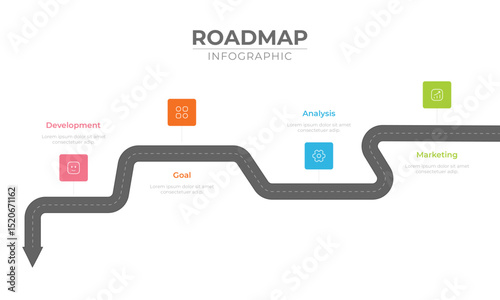 Business roadmap timeline infographic concept. with icons and 6 options, Corporate milestones graphic elements. workflow layout, diagram, report, web design. Creative, vector