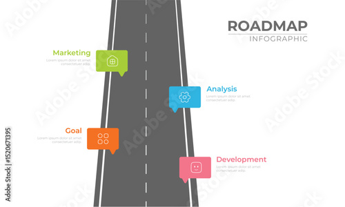 Business roadmap timeline infographic concept. with icons and 6 options, Corporate milestones graphic elements. workflow layout, diagram, report, web design. Creative, vector