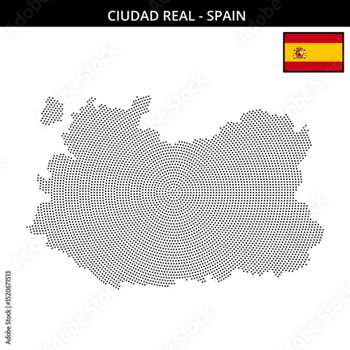 Small circular dotted map of ciudad-real in Spain