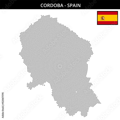 Small circular dotted map of cordoba in Spain