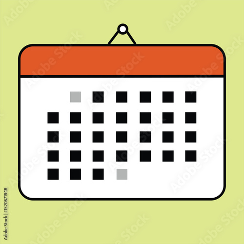 Colorful Calendar icon. Highlighted day on the calendar. Flat vector illustration for copy space.