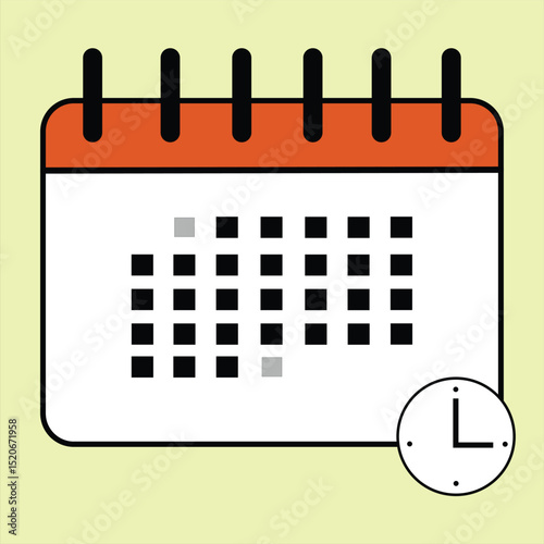Colorful Calendar icon. Highlighted day on the calendar. Flat vector illustration for copy space.