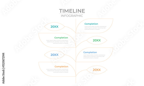 Abstract business rounded infographic template with 6 options. Colorful diagram, timeline
