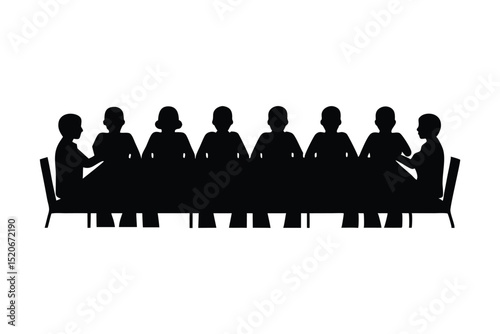 silhouette Group of people sitting around a long table