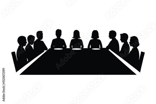 silhouette Group of people sitting around a long table