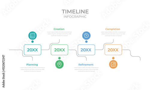 Abstract business rounded infographic template with 6 options. Colorful diagram, timeline