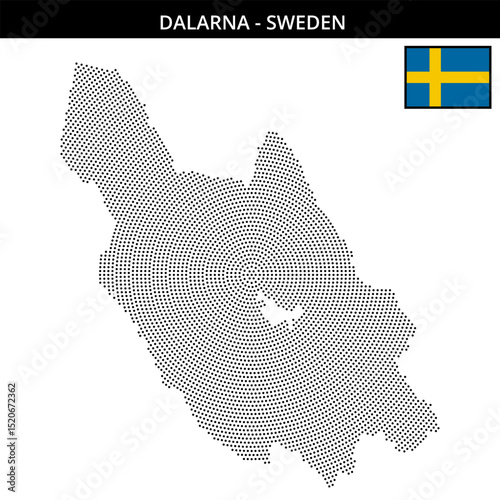 Small circular dotted map of dalarna in Sweden