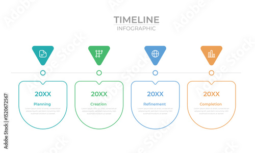 Abstract business rounded infographic template with 6 options. Colorful diagram, timeline