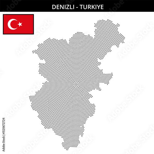 Small circular dotted map of denizli in Turkiye