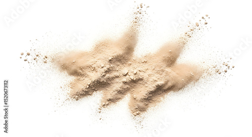 Scattered Beige Powder Isolated on Black Background Beauty Product Makeup Cosmetics Face Powder Eye Shadow Loose Powder Tan Neutral Tone