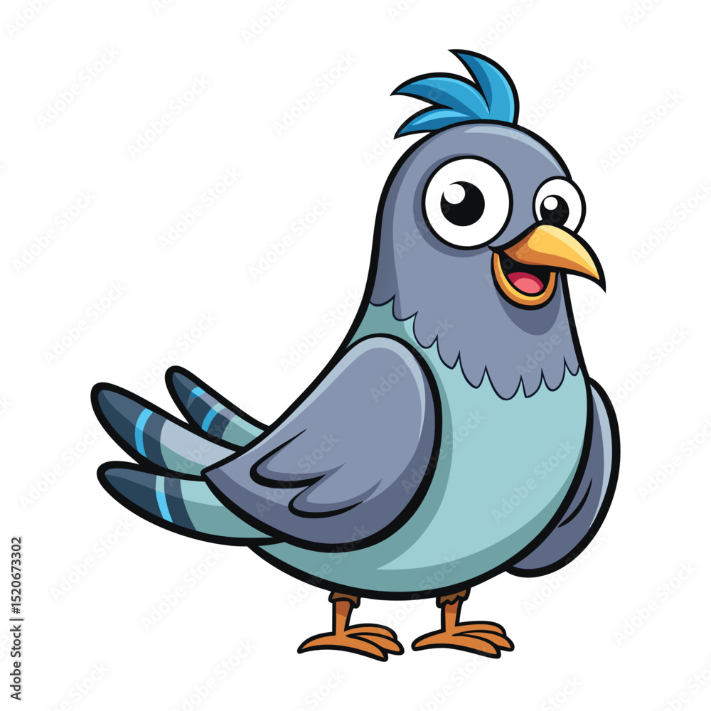 Fototapeta premium Cute cartoon pigeon bird illustration